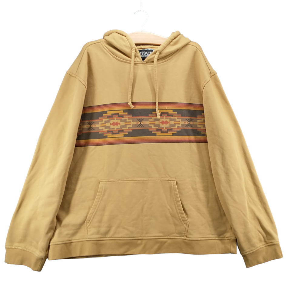 Outback Trading Company Men's Pullover Casey Hoodie Tan XXL Western Aztec